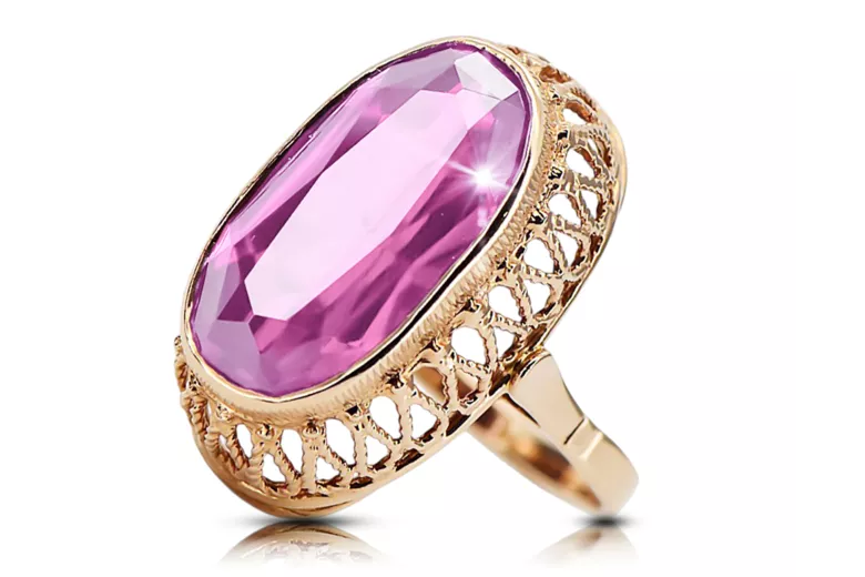 Anillo Joyería vintage Amatista Oro rosa antiguo original de 14k vrc129r